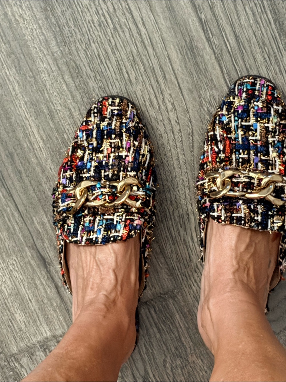 Steve Madden Multicolor Tweed Chain Loafers